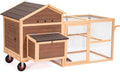 81”L Movable Chicken Coop with Wheels Wooden Poultry Cage L465