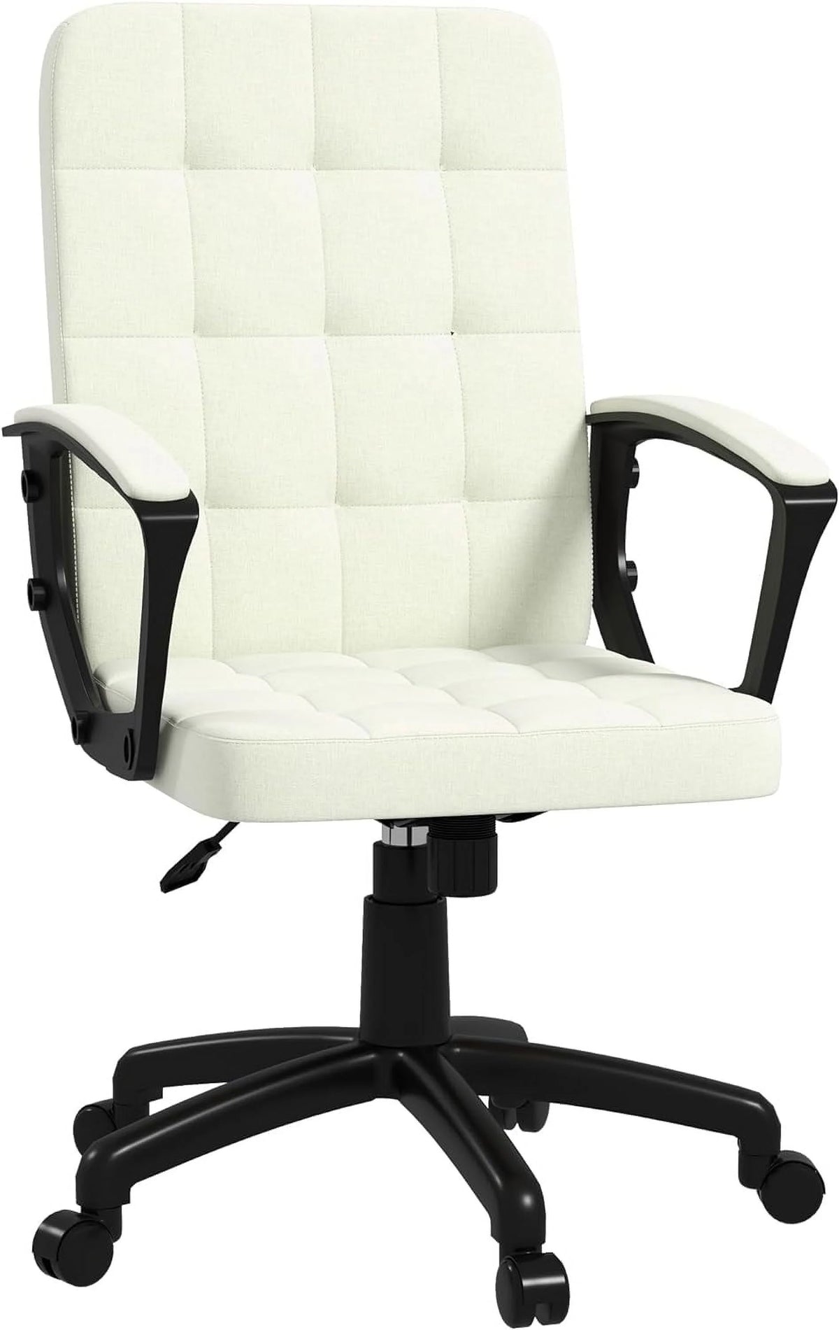 Cream White Fabric Office Chair with Arms R303765