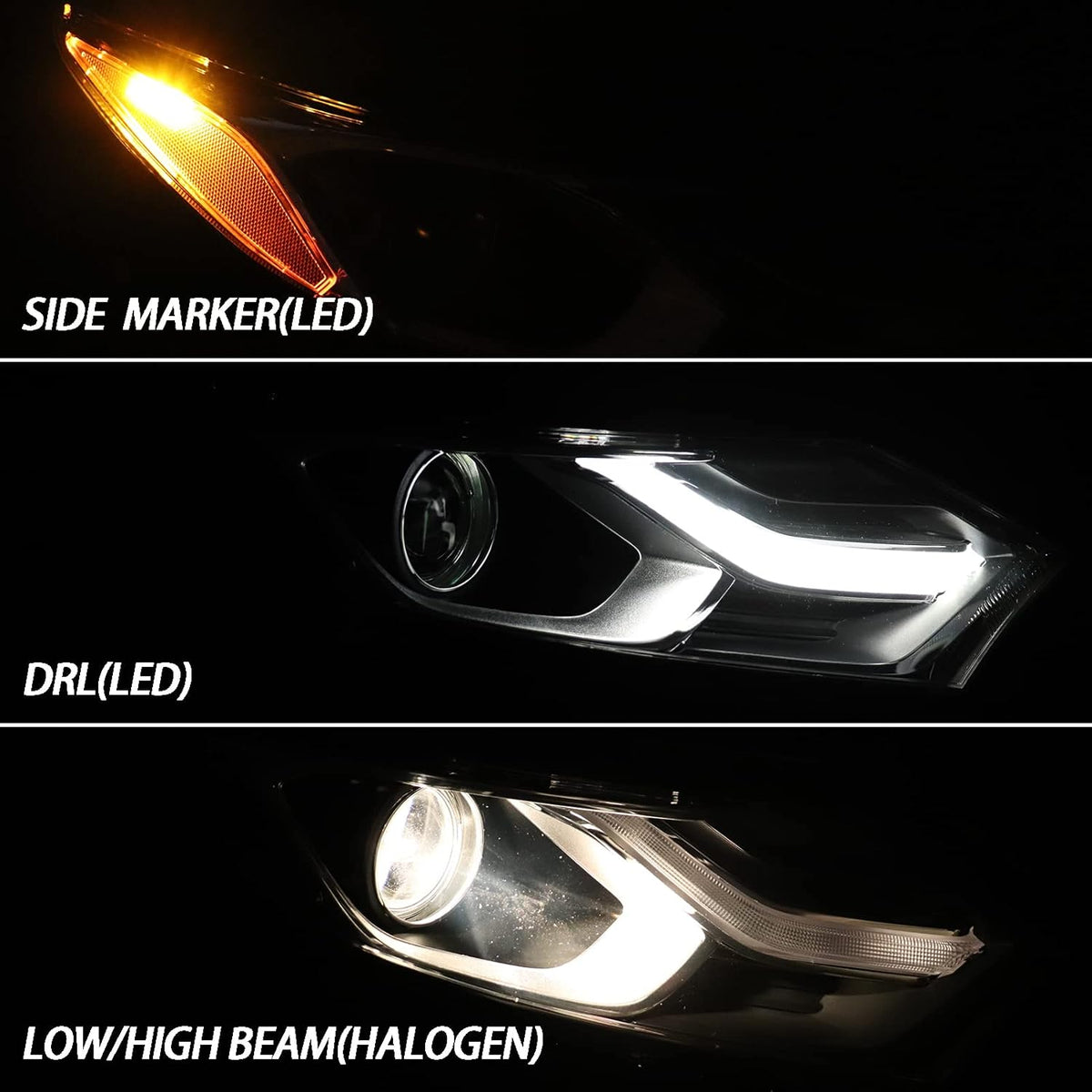Halogen Headlights Assembly with LED DRL Side Marker Passenger Side C122