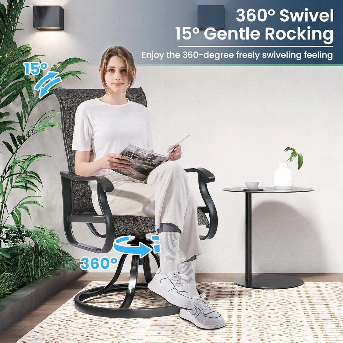 Set of 2 Swivel Outdoor Dining Chairs X3329