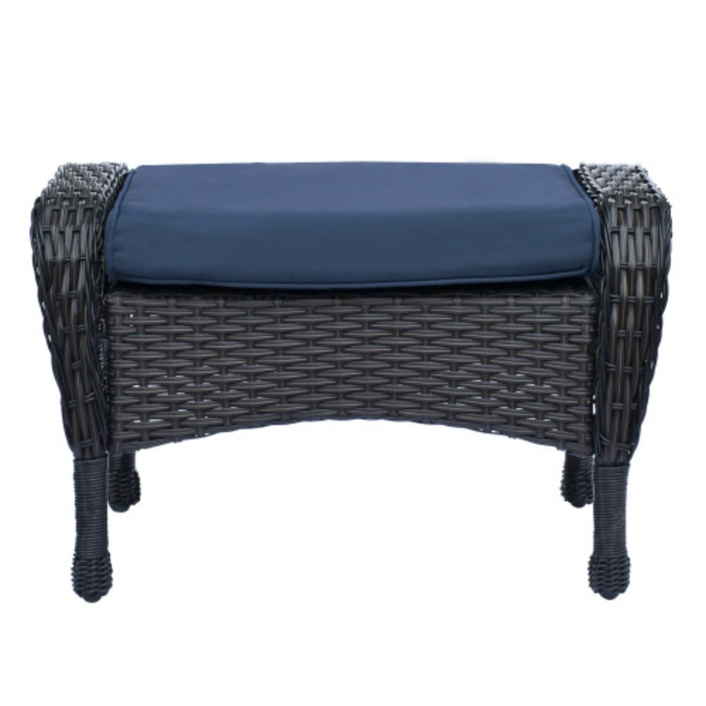 6-Piece Rattan Outdoor Conversation Set Navy Blue Metal K46337