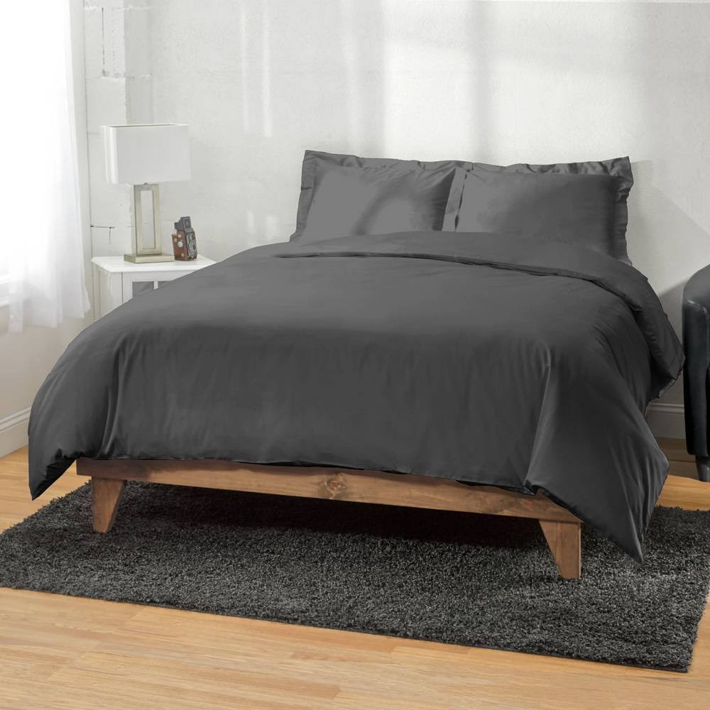 1200 Thread Count Egyptian Cotton 3PC Duvet Cover King Cal King Charcoal J425
