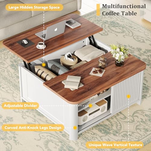White Lift Top Coffee Table with Storage H657