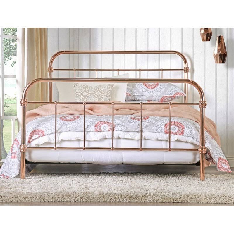Rose Gold Metal King Bed M758