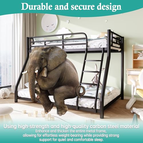 Twin Over Twin Heavy Duty Metal Bunk Bed with Ladder and Guardrail L73033