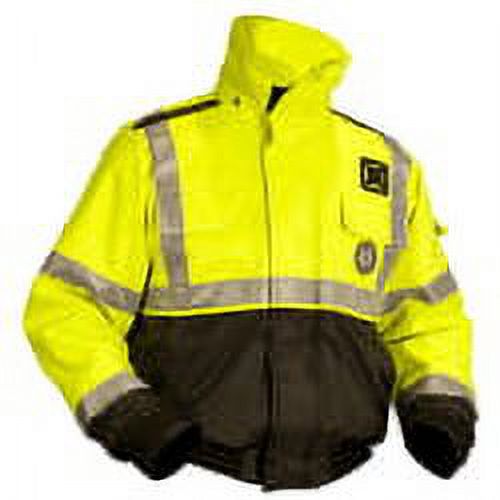 Fluorescent Yellow Green Black High Vis Flotation Bomber Jacket XL D1095