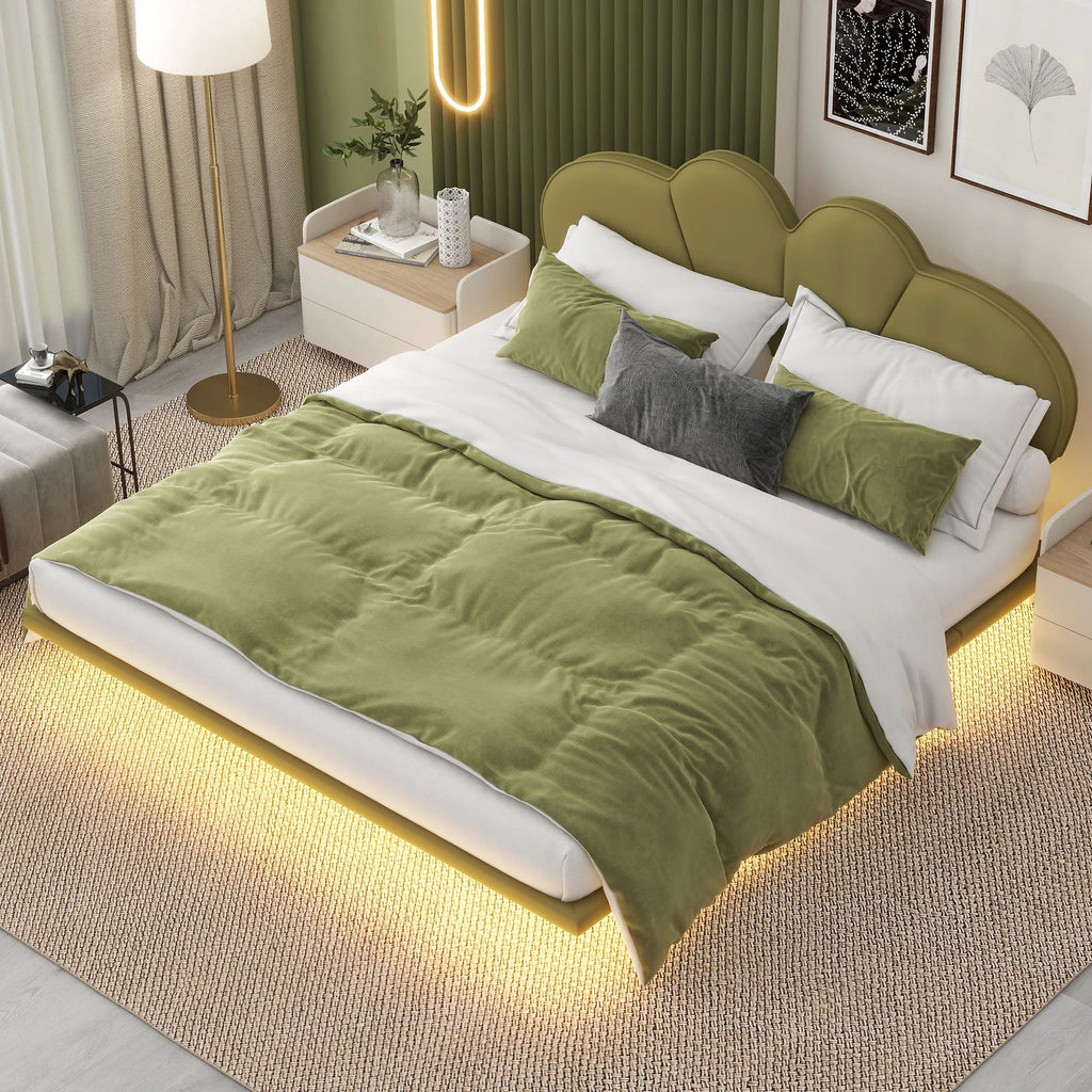 Queen Size Upholstery Platform Bed Frame with PU Leather Headboard V8938