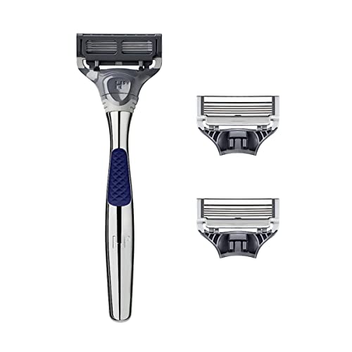 Chrome Razor Handle with 5 Blade Razor and Precision Trimmer, 3 Cartridges I41185