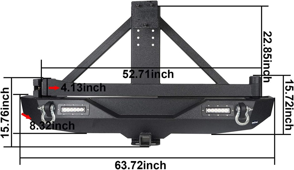 Front Bumper + Rear Bumper with Spare Tire Carrier & Winch Plate R414