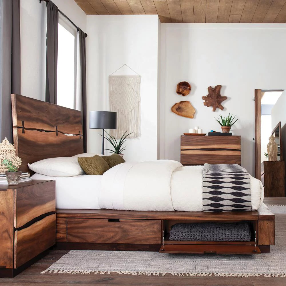 Eastern King Bed Smokey Walnut and Coffee Bean A907722