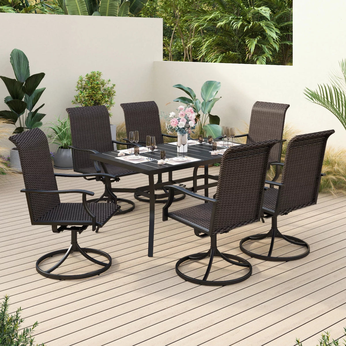7 Pieces Wicker Rattan Patio Dining Set Z267