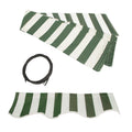 Green and White Striped Retractable Awning Fabric Replacement L205