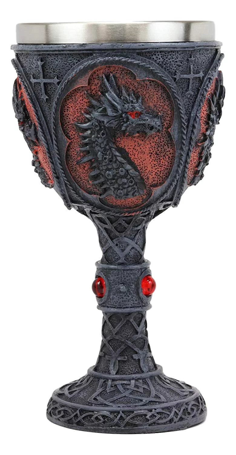 Celtic Knotwork Dragon Chalice Figurine 8oz Z543