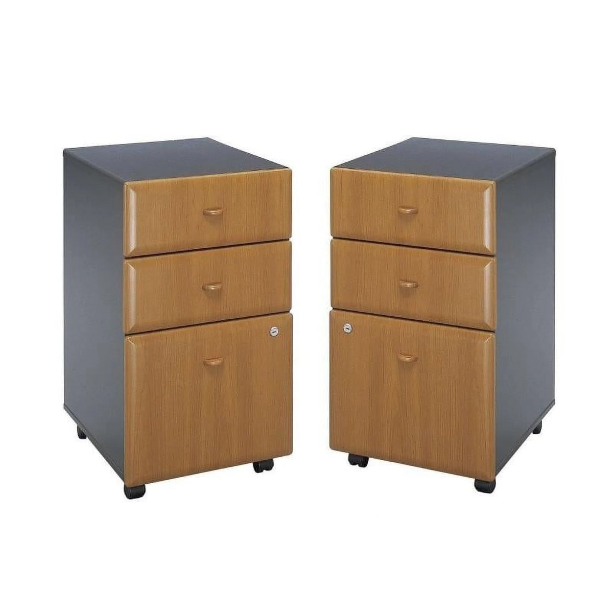 3 Drawer Wood Mobile Filing Cabinet Set of 2 M6927
