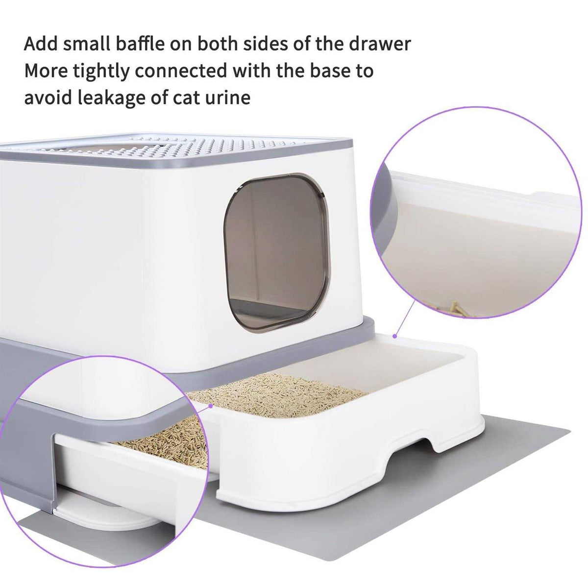 Large Top Entry Anti-Splashing Cat Litter Box with Lid Z376754
