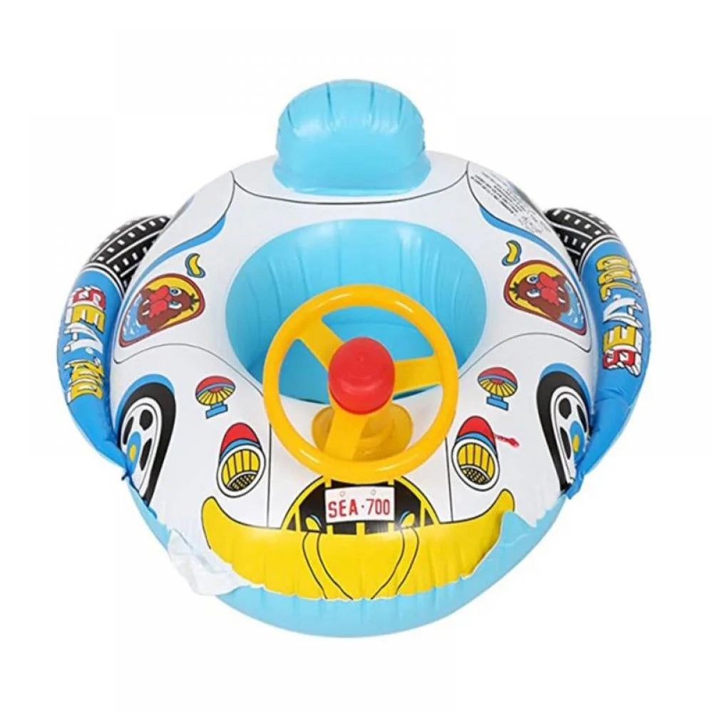 Inflatable Pool Float Ring with Steering Wheel Horn F63750