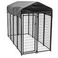 Black Powder Coat Steel Frame Outdoor Dog Kennel with Waterproof Canopy Roof and Gate Door D471