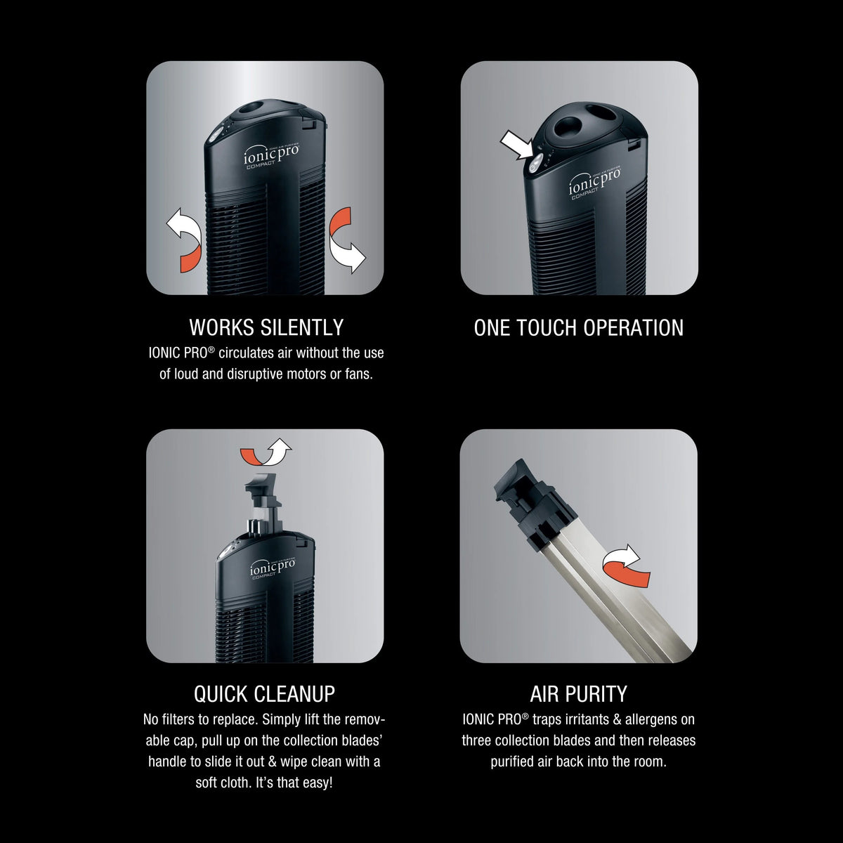 Black Compact Ionic Air Purifier F347551
