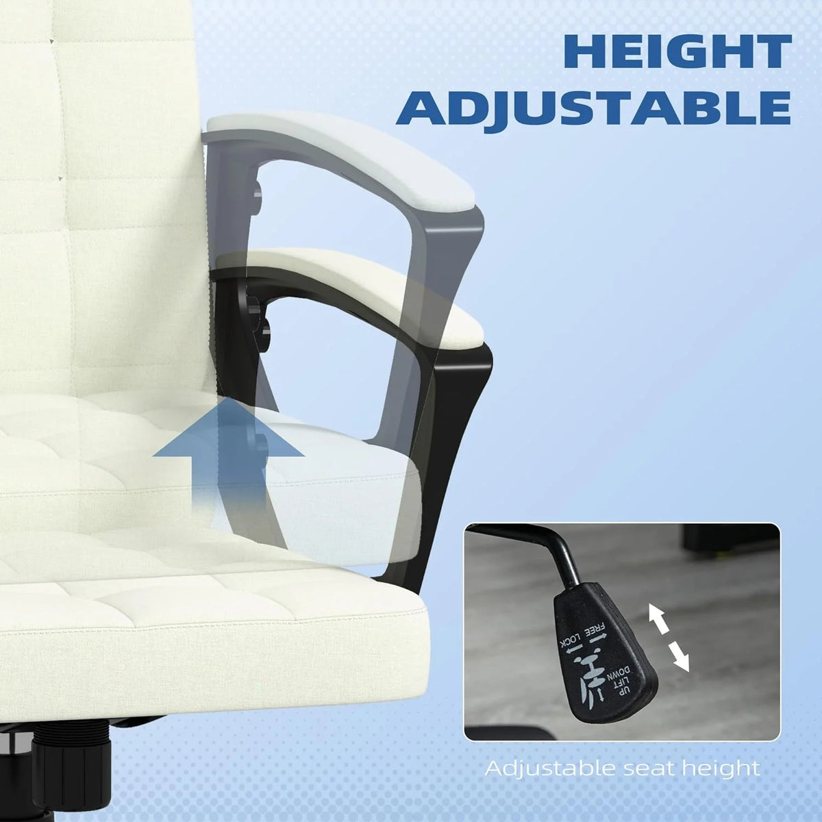 Cream White Fabric Office Chair with Arms R303765