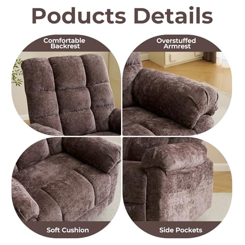 Beige Oversized Power Lift Recliner Chair with Massage and Heat F19124