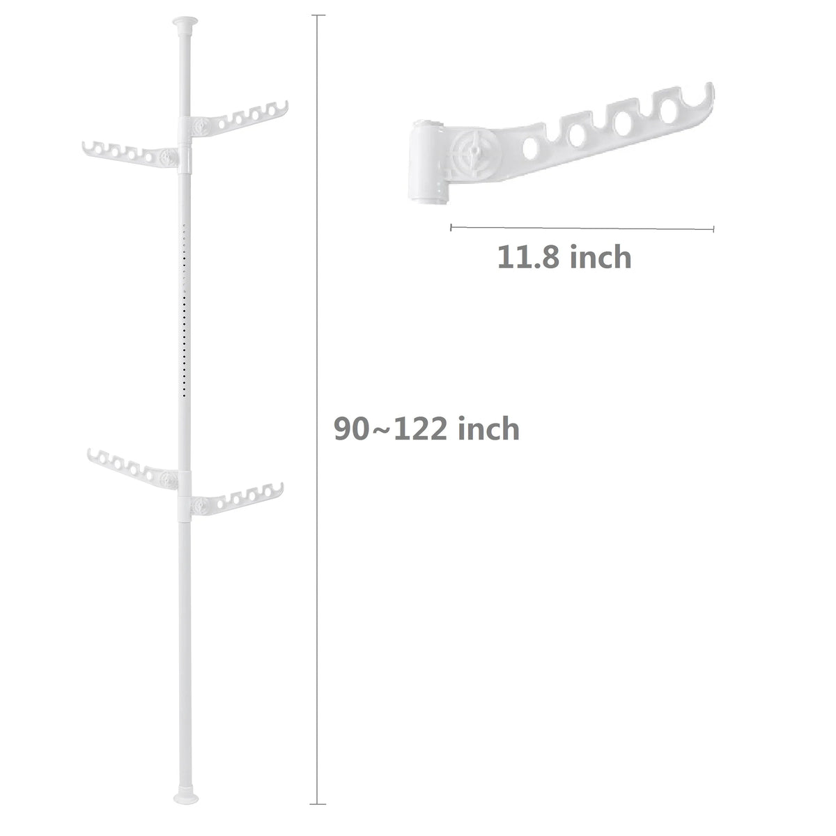 Black Adjustable Floor to Ceiling Tension Clothes Drying Rack C948
