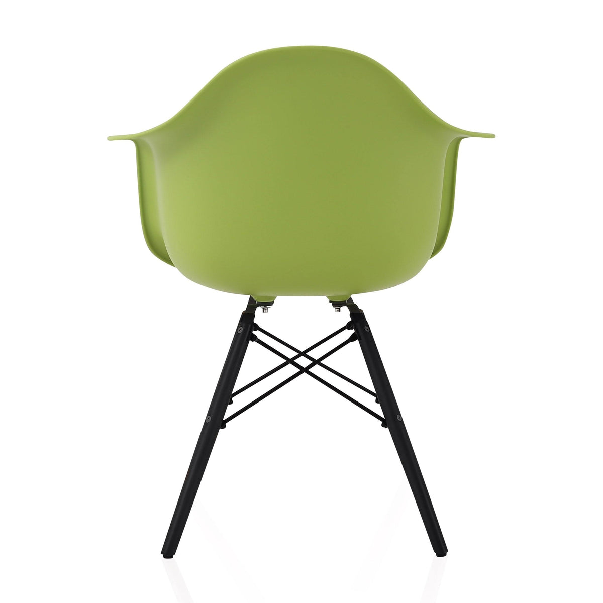 Green Molded Plastic Dining Arm Chair with Black Wood Legs E326