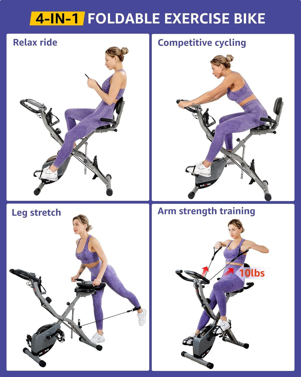 Cement Grey 4 IN 1 Foldable Indoor Cycling Bike M894