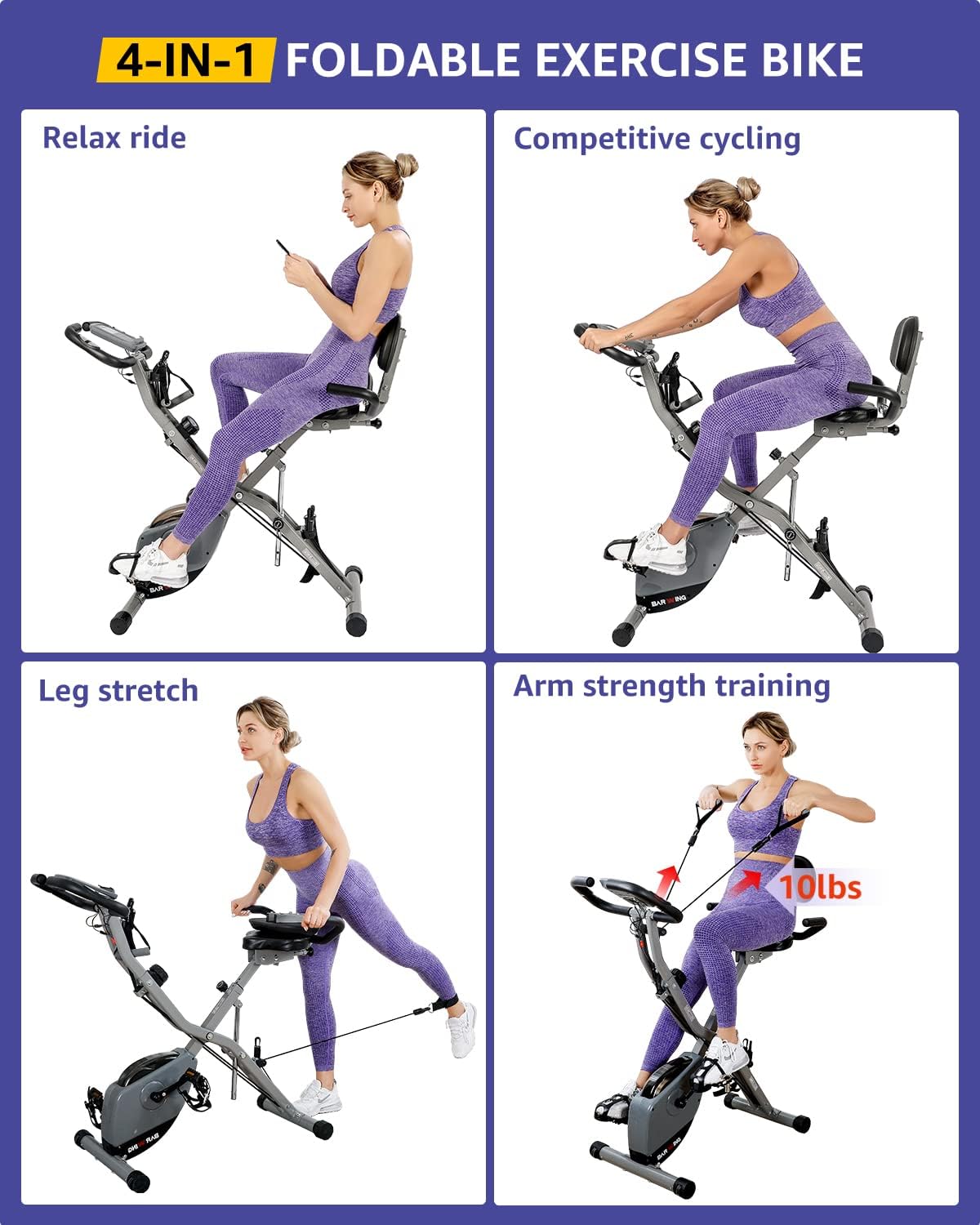 Cement Grey 4 IN 1 Foldable Indoor Cycling Bike M894