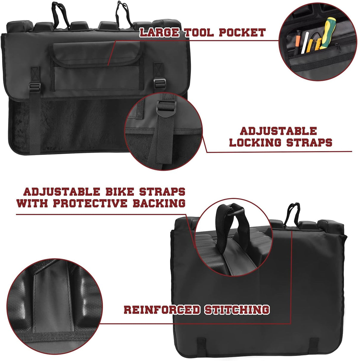 Tailgate Pad for Mountain Bike with Tool Pocket Carries Up to 2 Bikes L551039