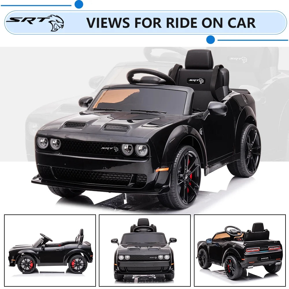 Black Licensed Dodge Challenger Battery Powered Kids Electric Car F1628