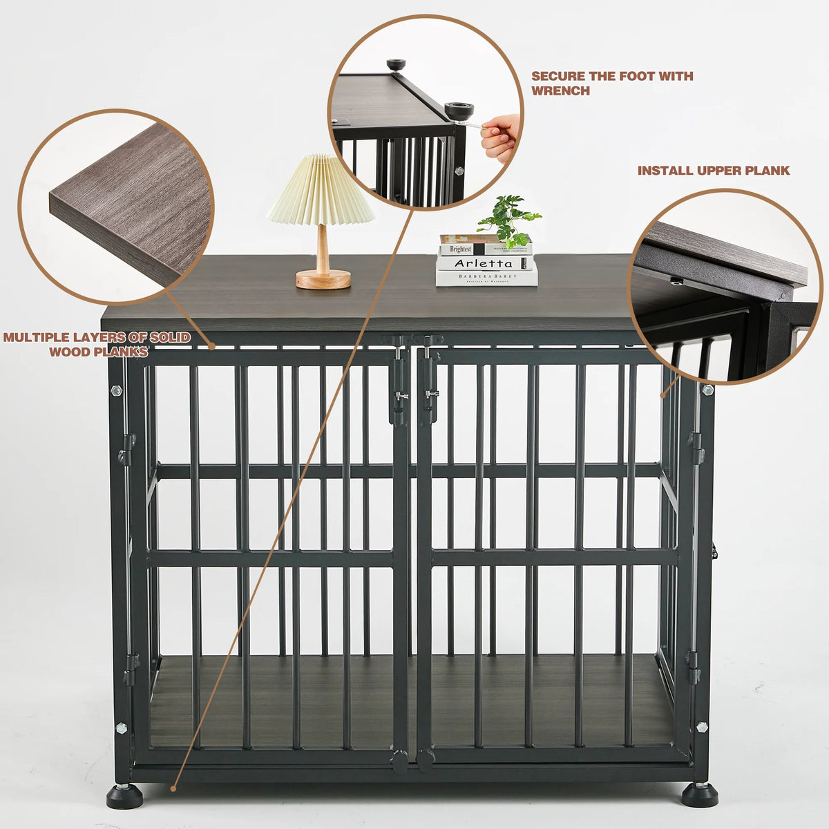 48Inch Heavy Duty Wooden Dog Crate N30048