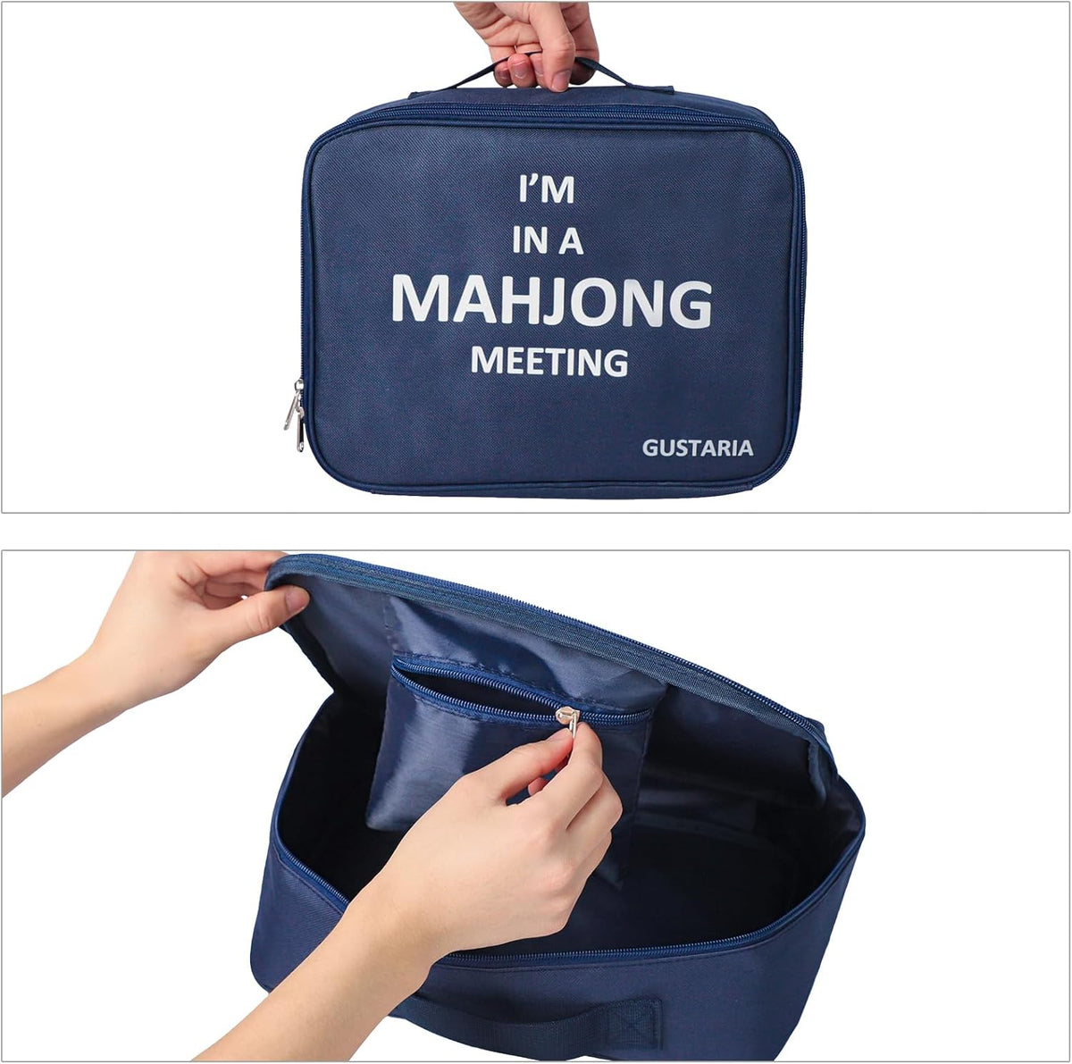 1.65'' Large Size 146 Green Tiles Mahjong Set with Blue Carrying Bag Q4271