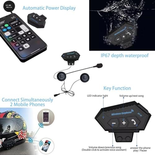 Motorcycle Helmet with Bluetooth, Full Face Helmet, ECE Certified Clear Visor B43842