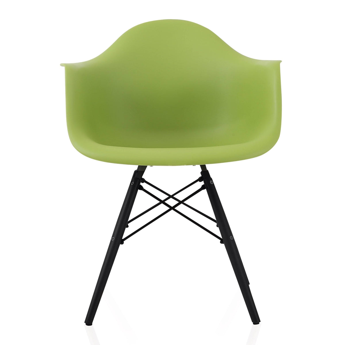 Green Molded Plastic Dining Arm Chair with Black Wood Legs E326