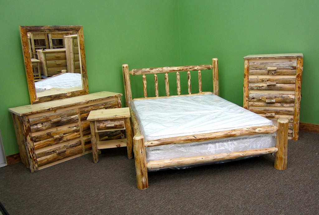 Solid Wood King Log Bed Q60965