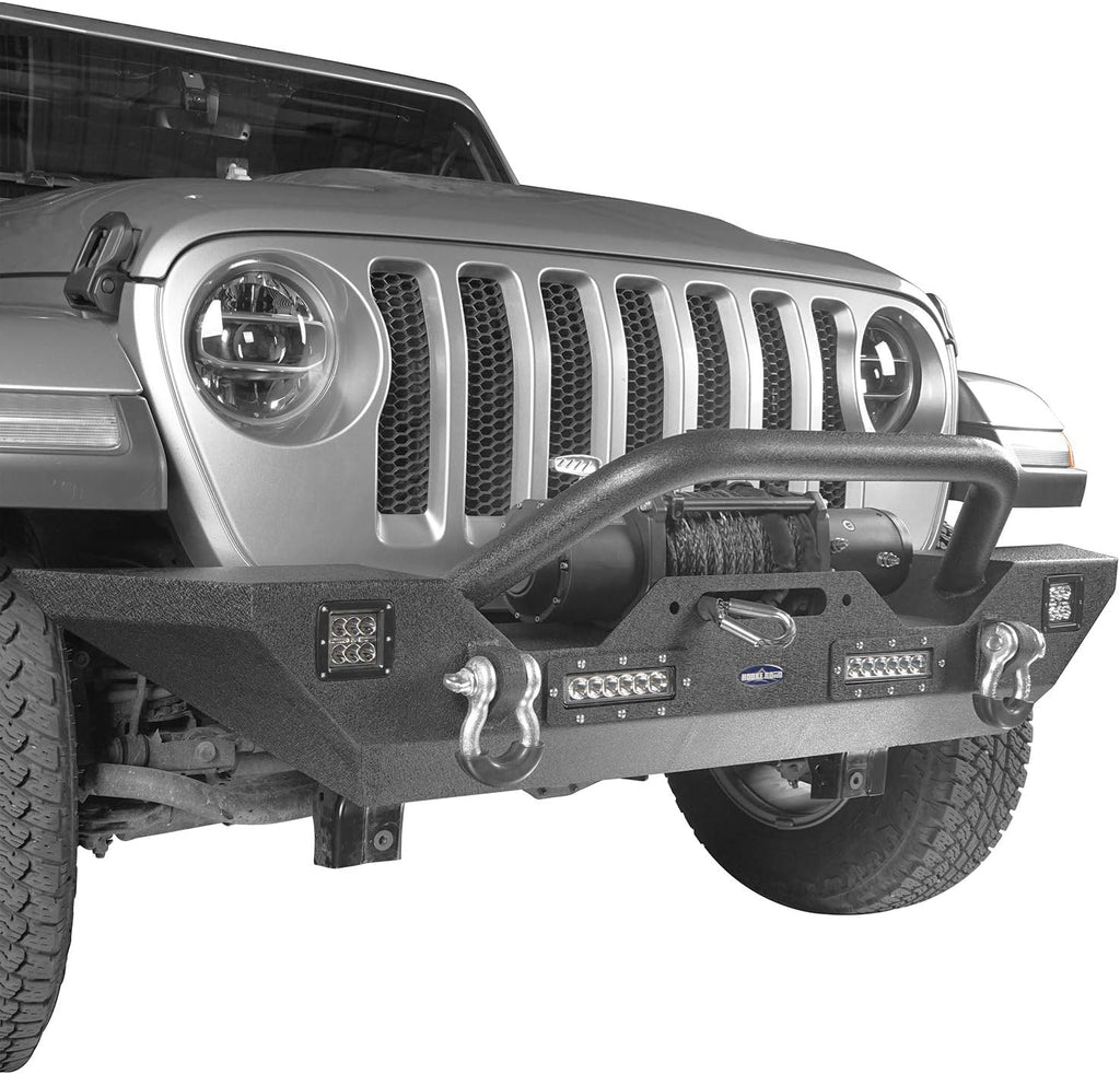 Front Bumper + Rear Bumper with Spare Tire Carrier & Winch Plate R414