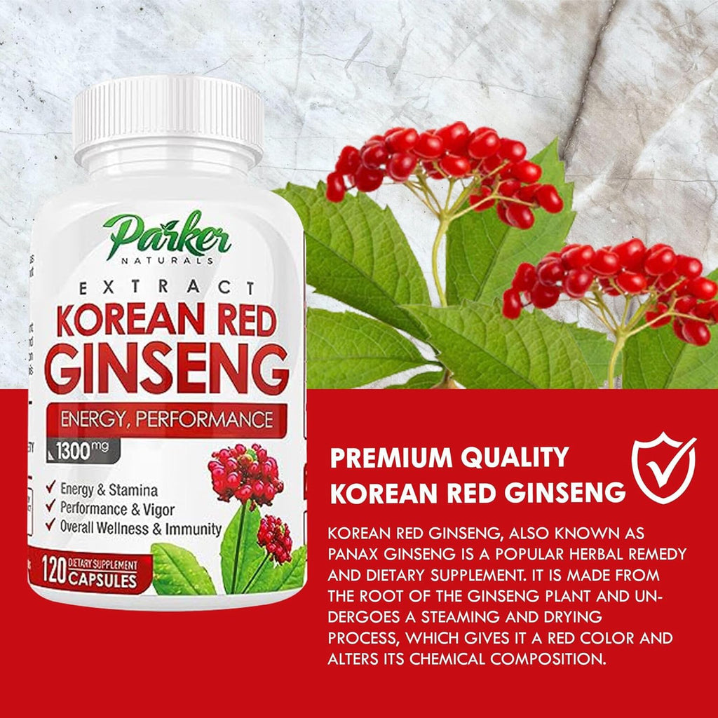 Korean Red Panax Ginseng Extract 1300MG 20% Ginsenosides 120 Caps G4753