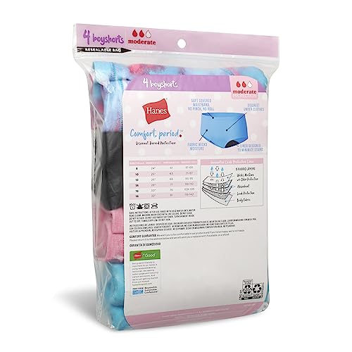 Girls' Boys' Short & Hipster Period Underwear, Moderate Protection, Multi-Pack G2627