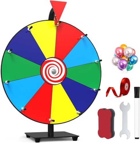 14 Inch 10 Slots Heavy Duty Color Tabletop Spinning Prize Wheel with Dry Erase Marker and Eraser O686