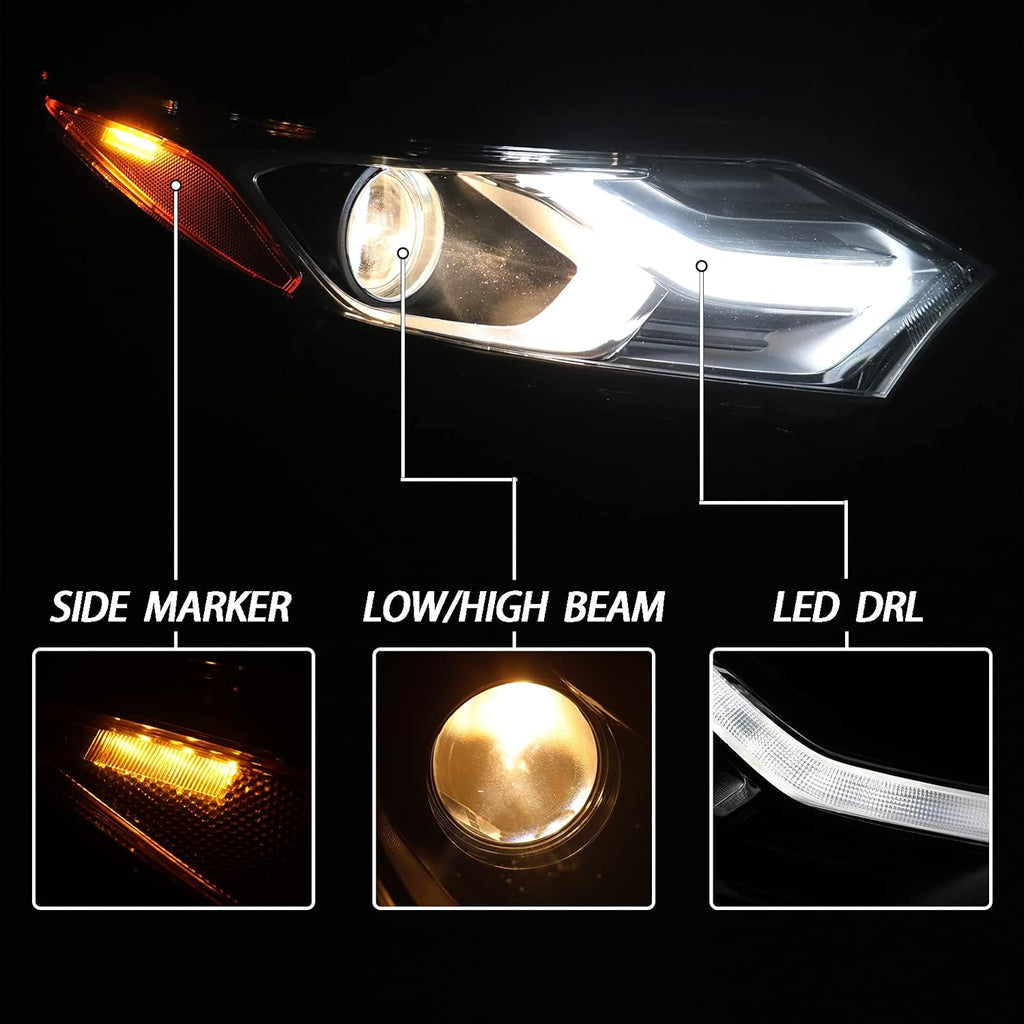 Halogen Headlights Assembly with LED DRL Side Marker Passenger Side C122