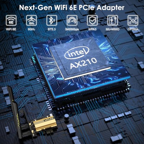 PCIe WiFi 6E Tri-Band AX5400 Wireless Network Card with Bluetooth 5.3 P59901