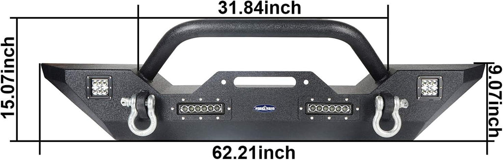 Front Bumper + Rear Bumper with Spare Tire Carrier & Winch Plate R414