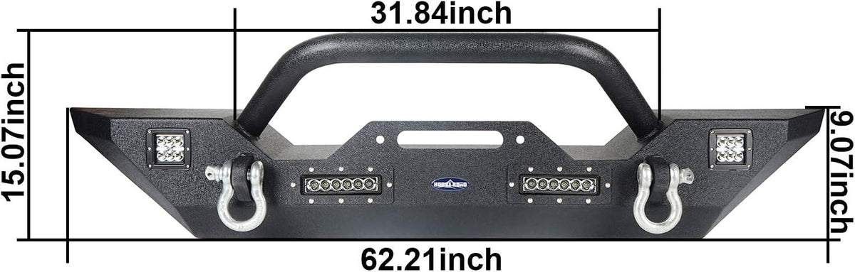 Front Bumper + Rear Bumper with Spare Tire Carrier & Winch Plate R414