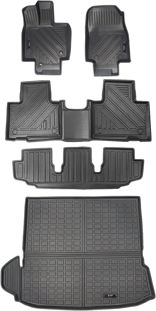 3 Row All-Weather Rubber Car Floor Mats & Cargo Liner Black E9477