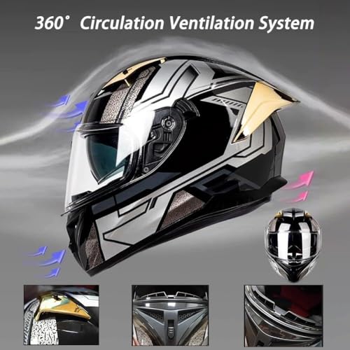 Motorcycle Helmet with Bluetooth, Full Face Helmet, ECE Certified Clear Visor B43842