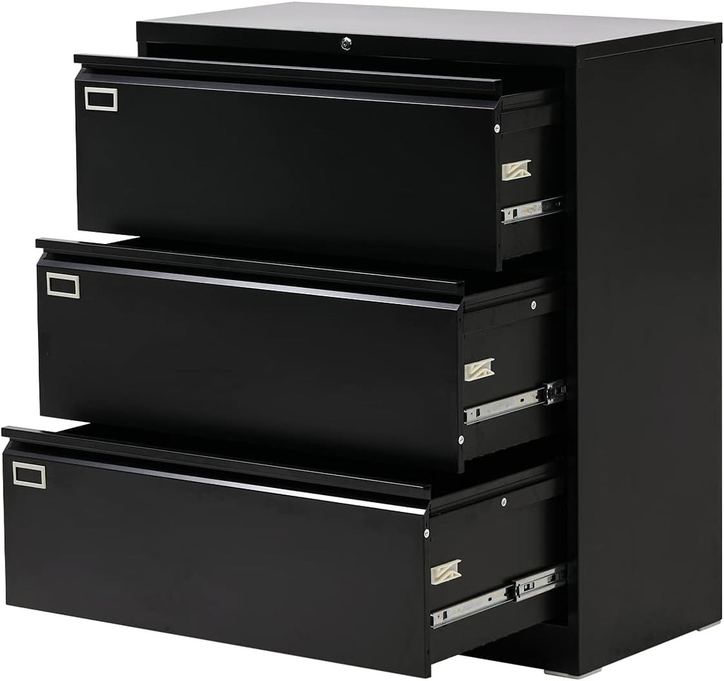 White 4 Drawer Metal Lateral File Cabinet with Lock Q215
