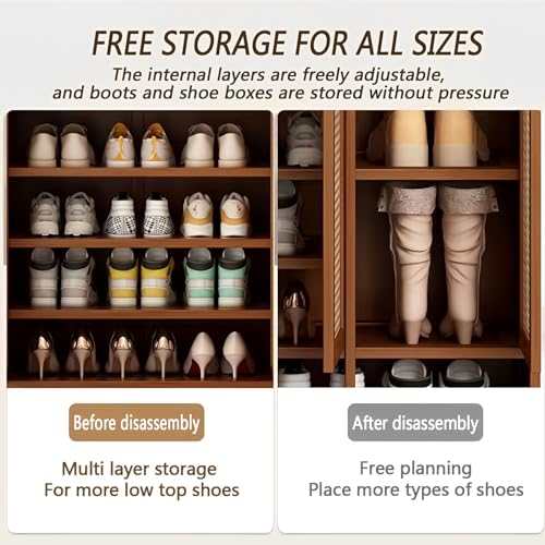Bamboo 8 Tier Shoe Storage Cabinet with Doors and Drawers T696909