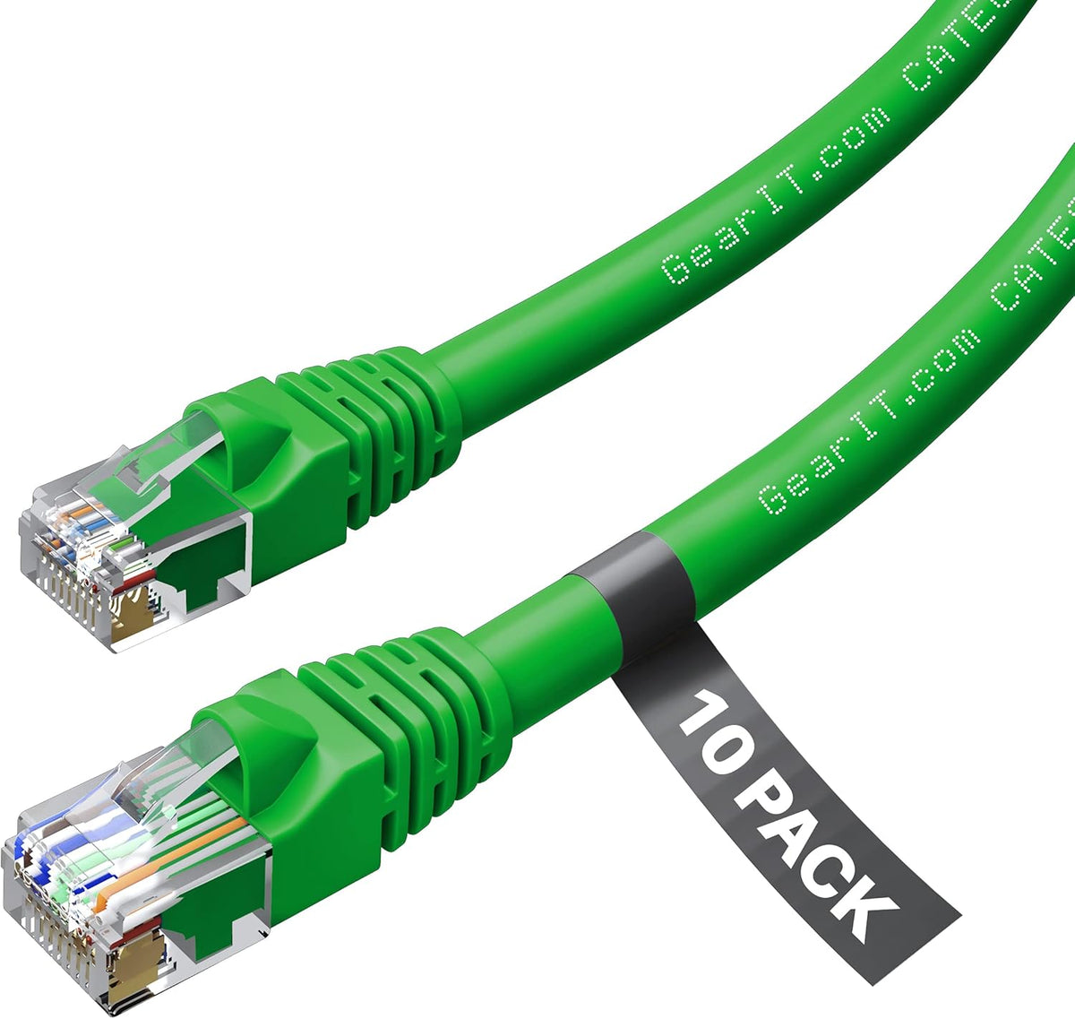 10 Pack Cat 6 Snagless Patch Ethernet Cable 15 Feet Green J485603