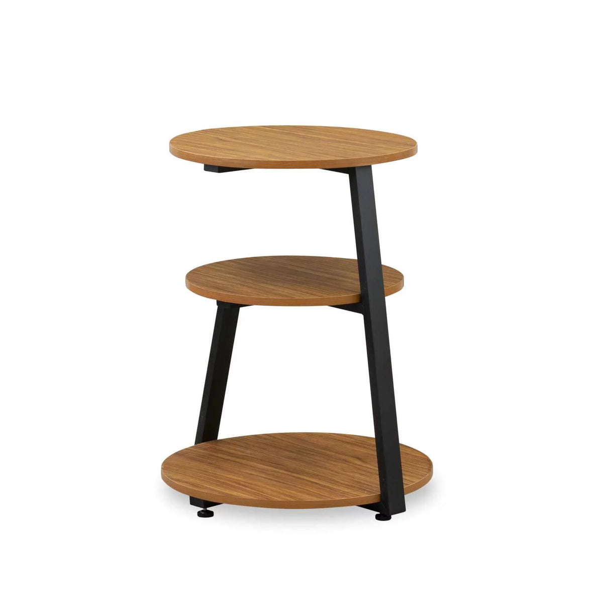 Round Wooden and Metal End Table in Black/Oak E834944