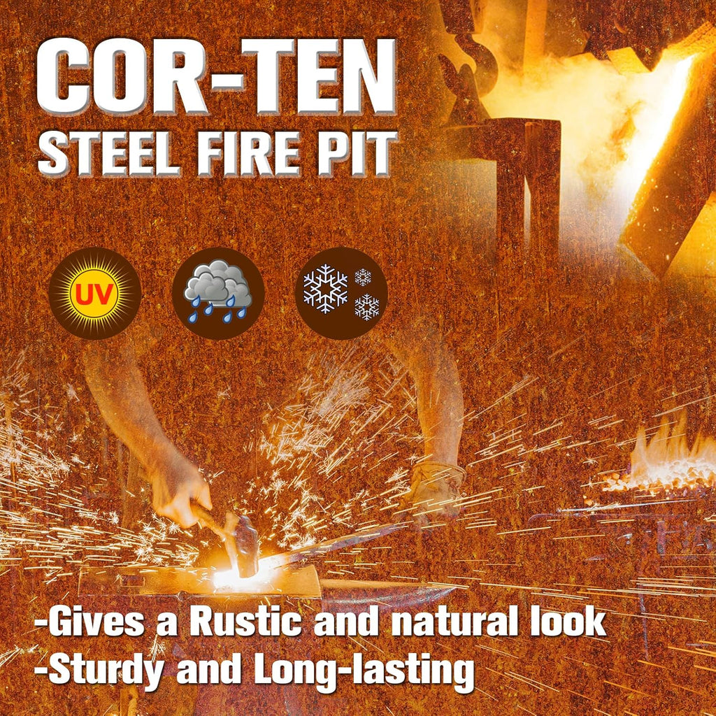 Corten Steel Wood Burning Fire Pit S1911